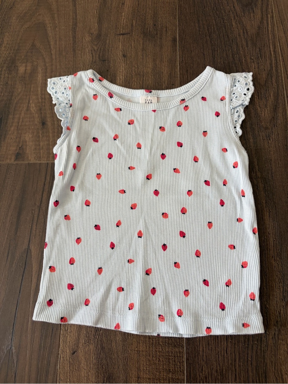 Baby GAP White Ribbed Tank with Pink and Red Strawberry Dots